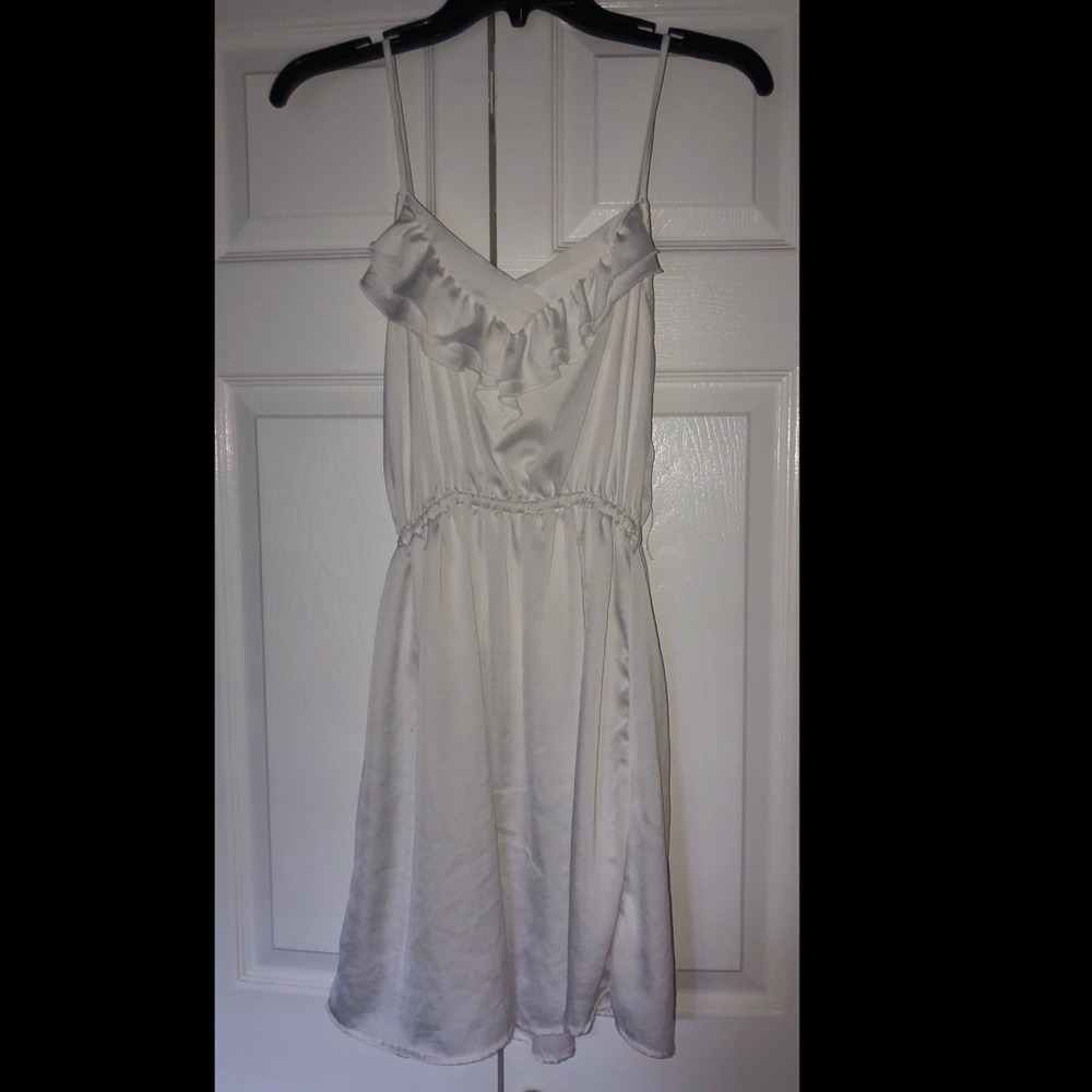 White silk mini dress